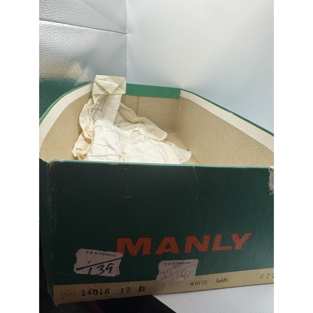 Rare Vintage Manly Shoes 12 D White Saddle Suede 1970s - Picture 2 of 11